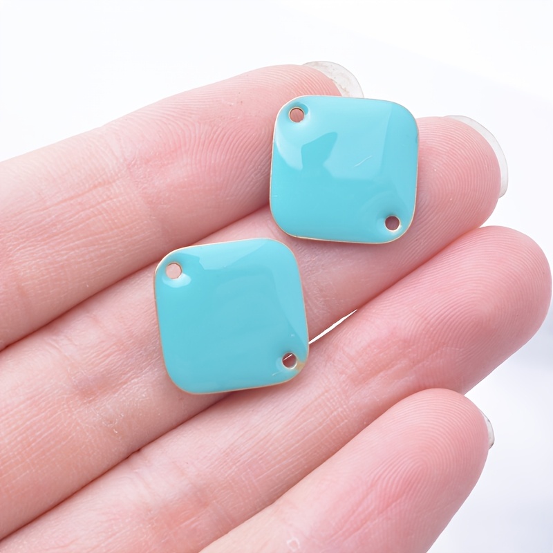 6pcs Colorful Geometric Square Charms for DIY Earrings